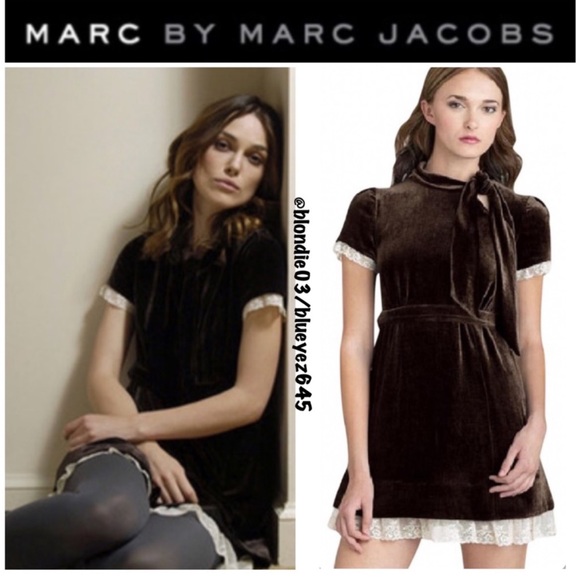Marc By Marc Jacobs Dresses & Skirts - Marc by Marc Jacobs brown velvet dress with cream white lace trim 2